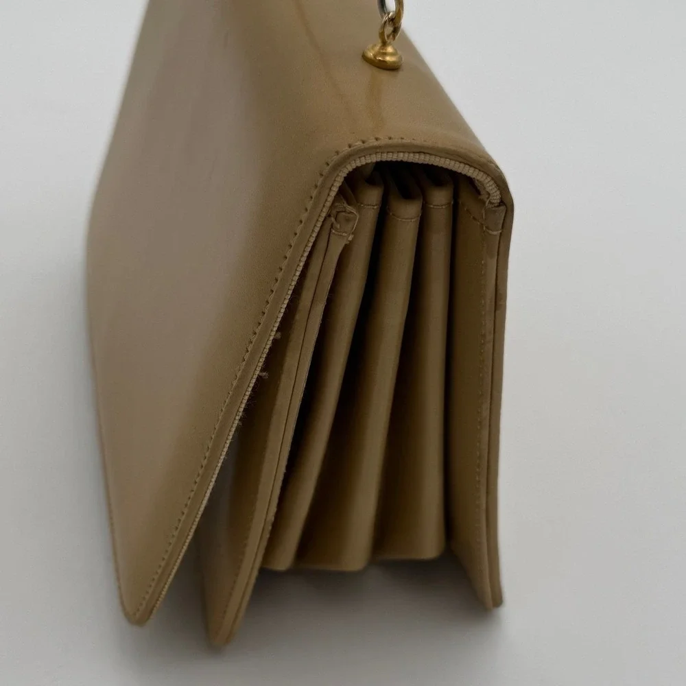 Nicholas Reich 1970's Vintage Baby Camel Leather Shoulder Bag Tan‎ Gold Chain